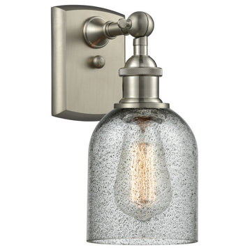 1-Light Dimmable LED Caledonia 5" Sconce, Brushed Satin Nickel, Shade: Charcoal