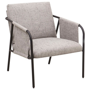INK+IVY Ryan Transitional Black Metal Frame Accent Lounge Chair, Grey