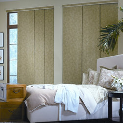 Panel Track Blinds | Eclectic Master Suite | brown | Room Darkening Window Blind - Vertical Blinds