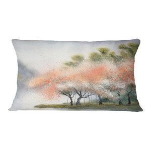 Sofa Throw Pillow 18 in in Designart CU6169-18-18 The Spring Siberian River Landscape Printed Cushion Cover for Living Room Insert Side x 18 in