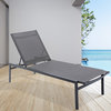 Santorini Water Resistant Mesh Patio Aluminum Chaise Lounge, Gray, Gray Frame