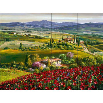 Tile Mural, Tuscan Poppy by Sam Park/Soho Editions