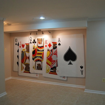 Monopoly Mural and Poker Cards Mural hand painted by Tom Taylor in a Game Room