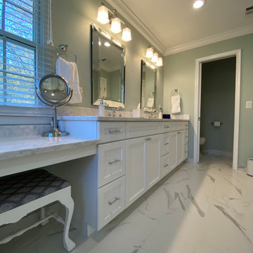 Bright and Contemporary Large Primary Bathroom with Toilet Room