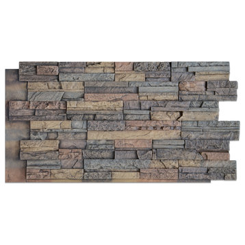 Panels Decor -  Dry Stack Stone Polyurethane Panel, 48" W x 25" H, Earth