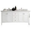 Palisades 72" Double Vanity Bright White, Base Cabinet Only, 3cm Classic White Q