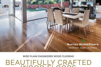Design ideas for a contemporary kitchen in Surrey with medium hardwood flooring.