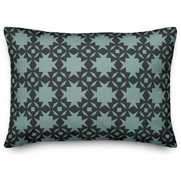Folk Southwestern Pattern in Blue Throw Pillow