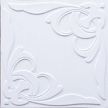 24"x24" D216 PVC White Matte Faux Tin Ceiling Tiles- Glue up or Drop in