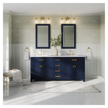 Savoy Bath Vanity, Double Sink, 72", Blue, Freestanding, Mirrors