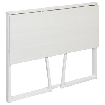 Contempo Toolless Folding Desk With White Oak Top and White Frame