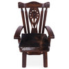 Reclaimed Wood Chair Handcarved Back Removable Hair-On Cowhide Pillow C163-CP