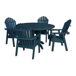 Highwood - Highwood Adirondack Hamilton 5pc Round Dining Set - AD-DNA48, Nantucket Blue - Outdoor Dining Sets