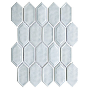 TRECCG Bianca 2" X 4" Recycle Glass Long Diamond Mosaic Tile, Aqua