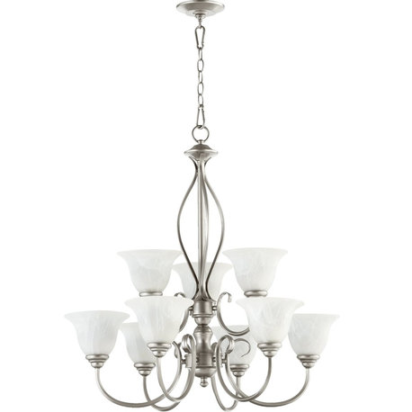 Quorum Spencer 9-Light Chandelier, Classic Nickel