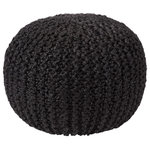 Jaipur Living - Vibe Living Azene Handmade Solid Cylinder Pouf, Black, 20"x20"x14" - Coastal-inspired texture and style define the casual and contemporary appeal of the Canova collection. The Azene ottoman features a chunky knit weave handcrafted in India of 100% natural jute. This versatile, black jute pouf can be used as an ottoman or foot stool, additional seating, accent table, or decorative accessory in any indoor space.