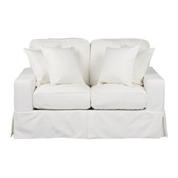 Sunset Trading Americana Loveseat - Slip Cover Set Only - Performance White - Slipcovers And Chair Covers