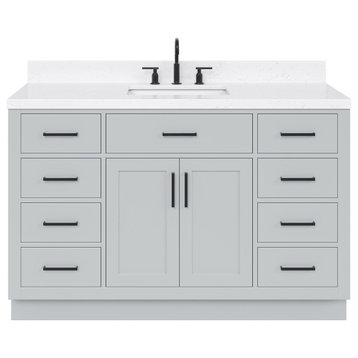 Ariel Hepburn 54" Single Rectangle Sink Vanity, Carrara Quartz, Gray
