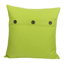 Xia Home Fashions - 20" Solid Color Pillow With Buttons, Green Apple - Decorative Pillows