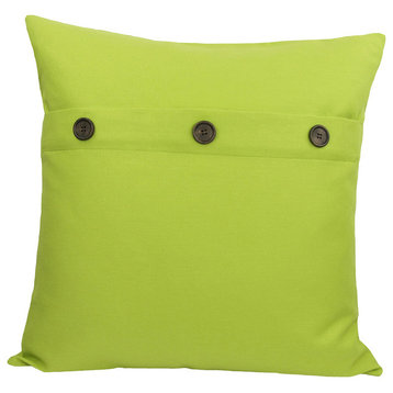 20" Solid Color Pillow With Buttons, Green Apple