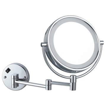 Nameeks Glimmer Round Double Sided 5x Makeup Mirror, Polished Chrome Finish