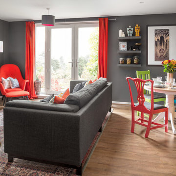 Modern and Eclectic Open Plan Living and Dining Room