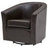 Hayden Swivel Accent Arm Chair, Brown, Bonded Leather