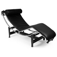 Gravity Aniline Leather Chaise Lounge, Black