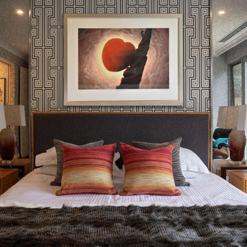Coral Mid-Century Style Bedroom Design