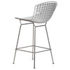 Wireback Stainless Steel Counter Stool, White Seat Pad