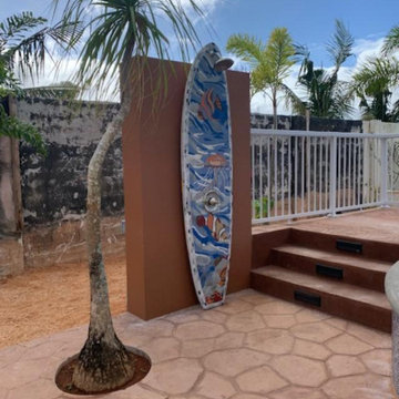 Fish & Jellyfish Nautical Mosaic Surfboard | Mozaico