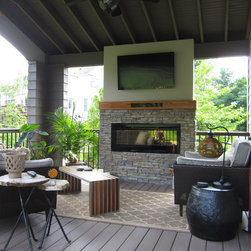 Outdoor Dry-Stack Stone Fireplace - Outdoor Fireplaces