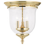 Livex Lighting - Legacy Ceiling Mount, Polished Brass - The Legacy collection offers a chic update to traditional style lighting. This flushmount light design comes in a beautiful polished brass finish with a traditional seeded glass bell jar adding style.