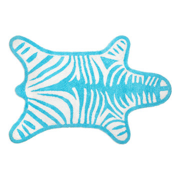 Blue Reversible Zebra Bathmat