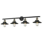 Innovations Lighting - Innovations Lighting 215-BAB-M6 Railroad, 4 Light Bath Vanity - Solid Brass 1 Degree Adjustable Swivels withRailroad 4 Light Bat Black Antique Brass UL: Suitable for damp locations Energy Star Qualified: n/a ADA Certified: n/a  *Number of Lights: 4-*Wattage:100w Medium Base bulb(s) *Bulb Included:No *Bulb Type:Medium Base *Finish Type:Black Antique Brass