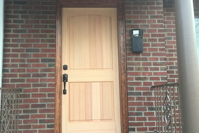 Rustic arch plank front door replacement from Rogue Valley Door