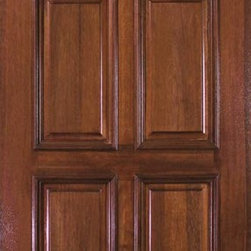 Slab Entry Single Door 80 Wood Mahogany 6 Panel Solid - Front Doors