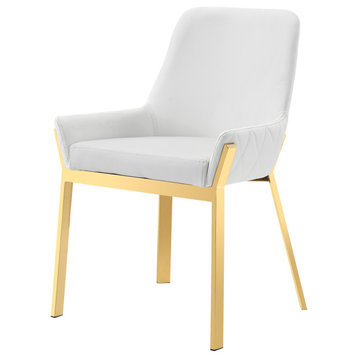 Modrest Ganon Modern White and Gold Dining Chair