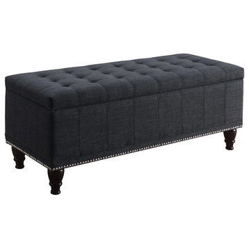Niccolo Upholstered Storage Bench, Charcoal, 42"