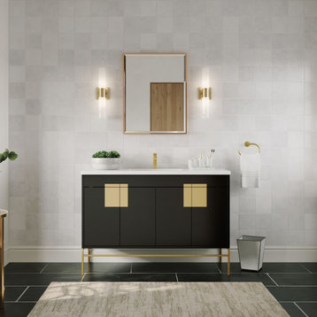 The Lockhart Bathroom Vanity, Black, 48", Single Sink, Freestanding