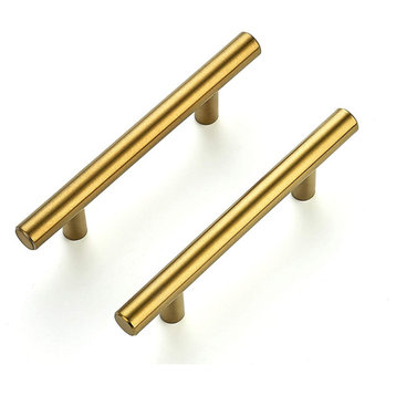 Brushed Brass Stainless Steel 5 Inch Cabinet Pulls, Set of 6