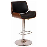 Benzara - Curved Design Swivel Faux Leather Barstool With Wooden Support, Black - Curved Design Swivel Faux Leather Barstool with Wooden Support, BlackGive your kitchen some modern vibes with this swivel Barstool in a curved design seat and backrest that provide premium comfort. It features a walnut veneer support and faux leather upholstery, which adds a stylish touch. This contemporary design will accent any decor setting while offering a lever on the side to adjust to variable bar heights with ease.
