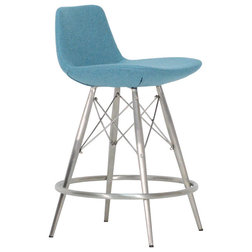 Midcentury Bar Stools And Counter Stools Pera MW Counter Stool, Turquoise Camira Wool