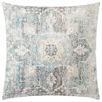 Gray/Multi 22"x22" Antique Inspired Polyester Printed Accent Throw Pillow