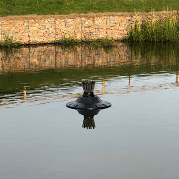 SS2 Cluster Arch floating water fountain installation Exeter Golf & Country Club