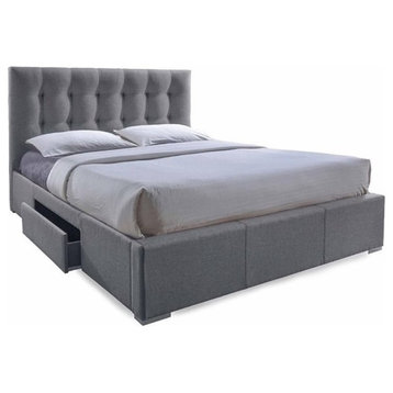 Atlin Designs Upholstered Queen Tufted Storage Bed in Gray