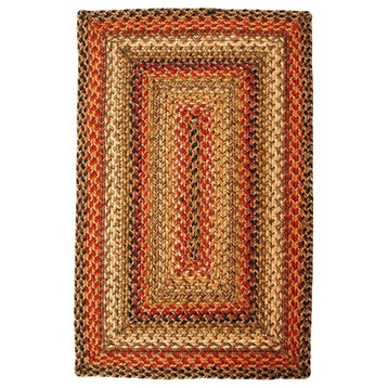 Homespice Decor Kingston Country Primitive Jute Braided Rug, Beige, Red, Black,