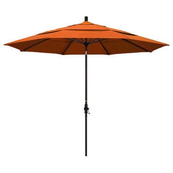 11' Bronze Collar Tilt Lift Fiberglass Rib Aluminum Umbrella, Pacifica, Tuscan