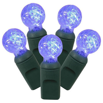 LED G12 Christmas Lights 4" Spacing, Green Wire, Blue