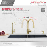 STYLISH Modern Single Handle  Pull down Sprayer  Kitchen Faucet in Gold Finish